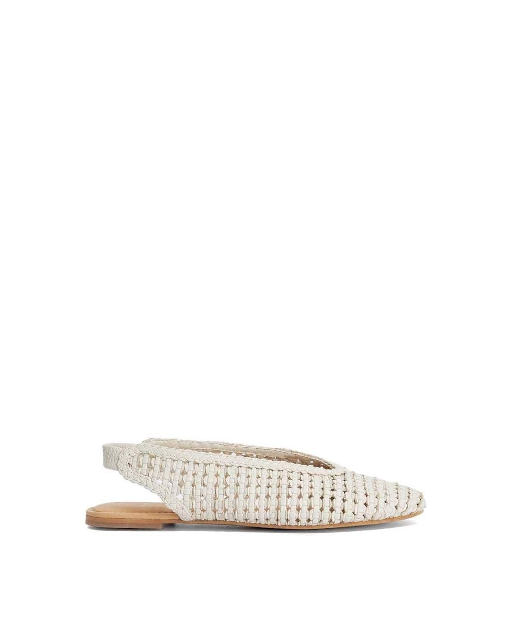 Dune White 'Hollianne' Leather Ballet Pumps