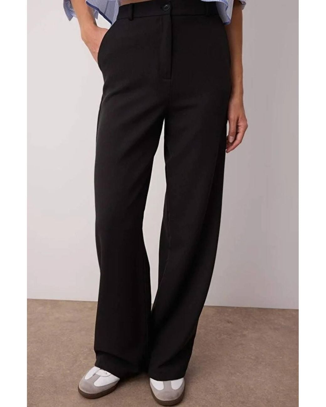 WOVCOR Black High Waist Tailored Wide Leg Woven Trousers
