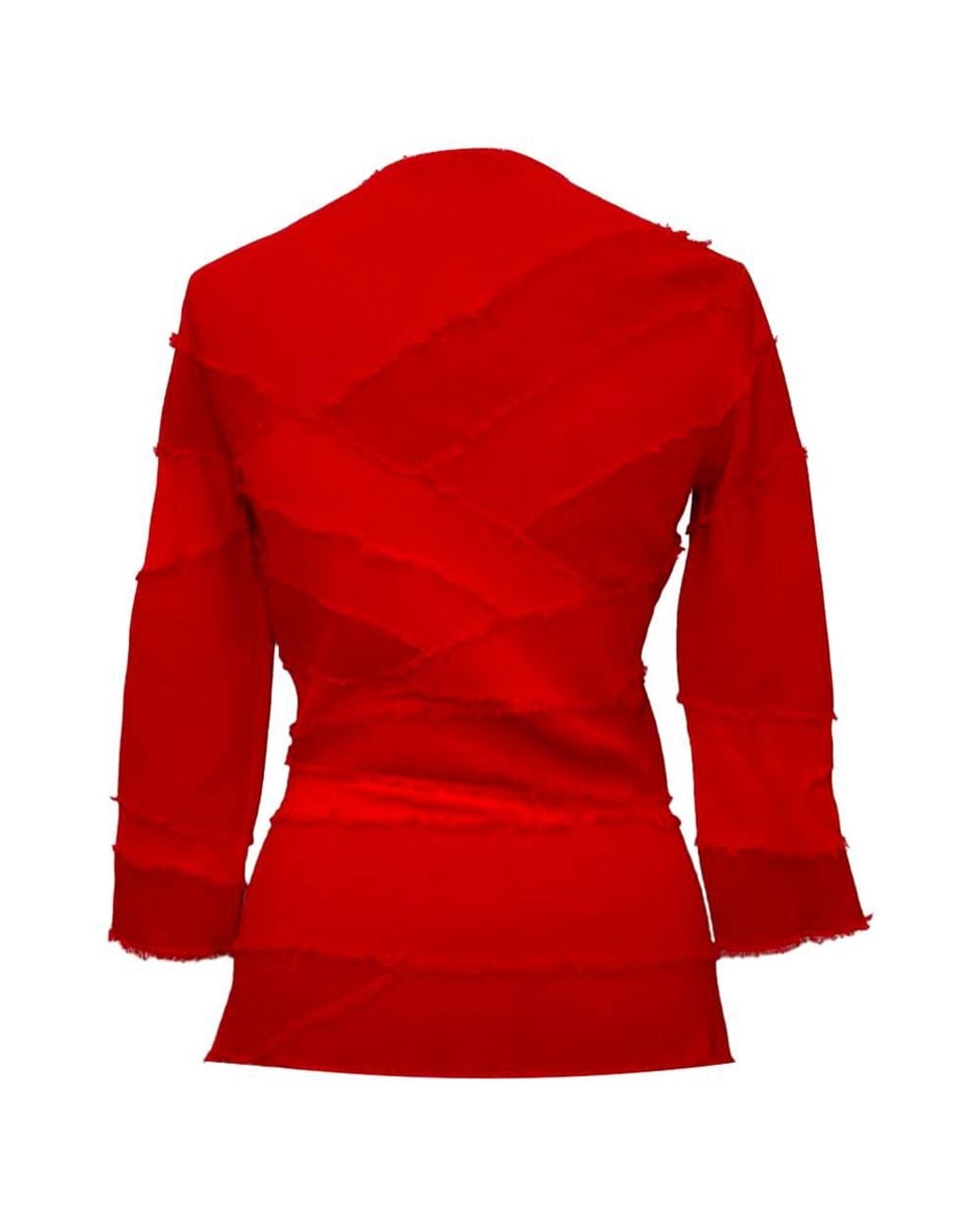 McQueen Red Preloved Patchwork Accent Blouse