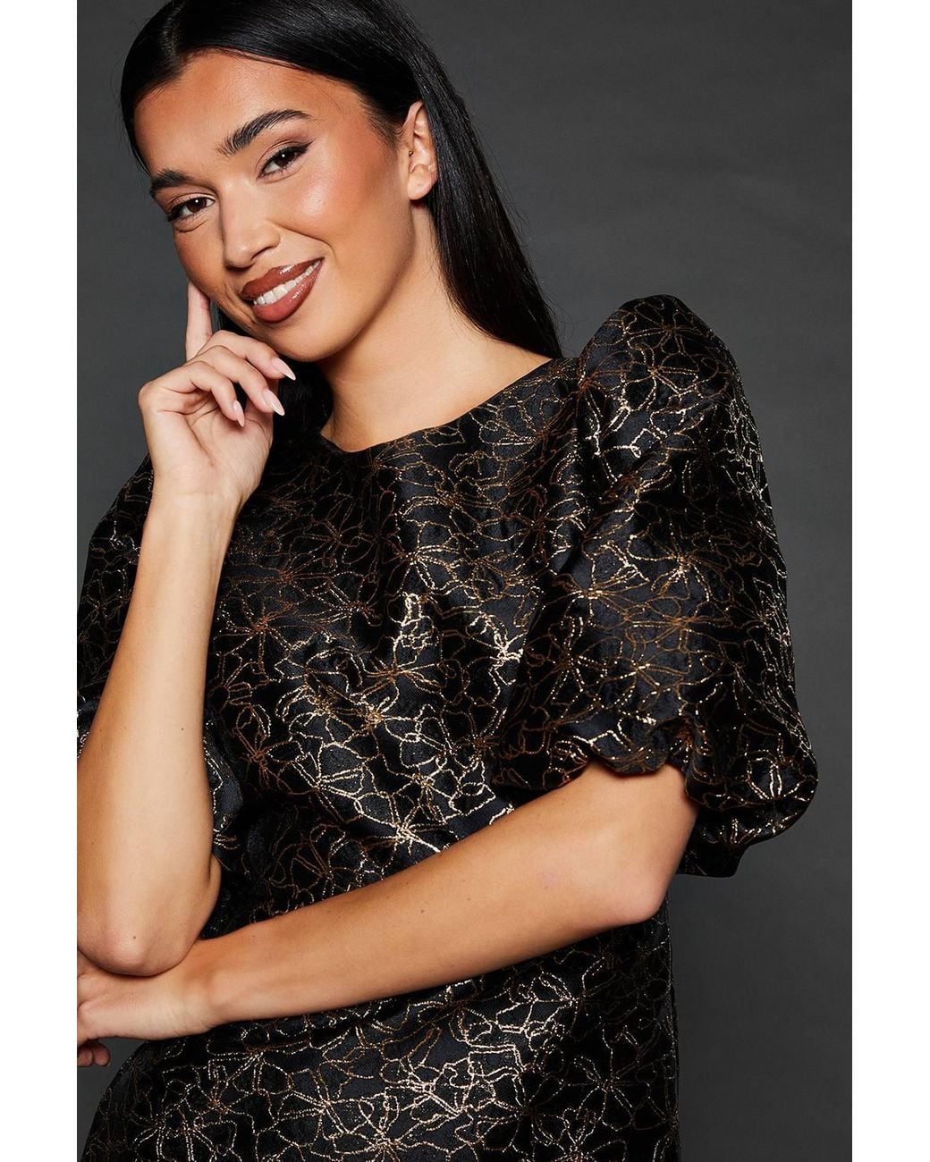 Dorothy Perkins Black Dp Luxe Jacquard Mini Dress