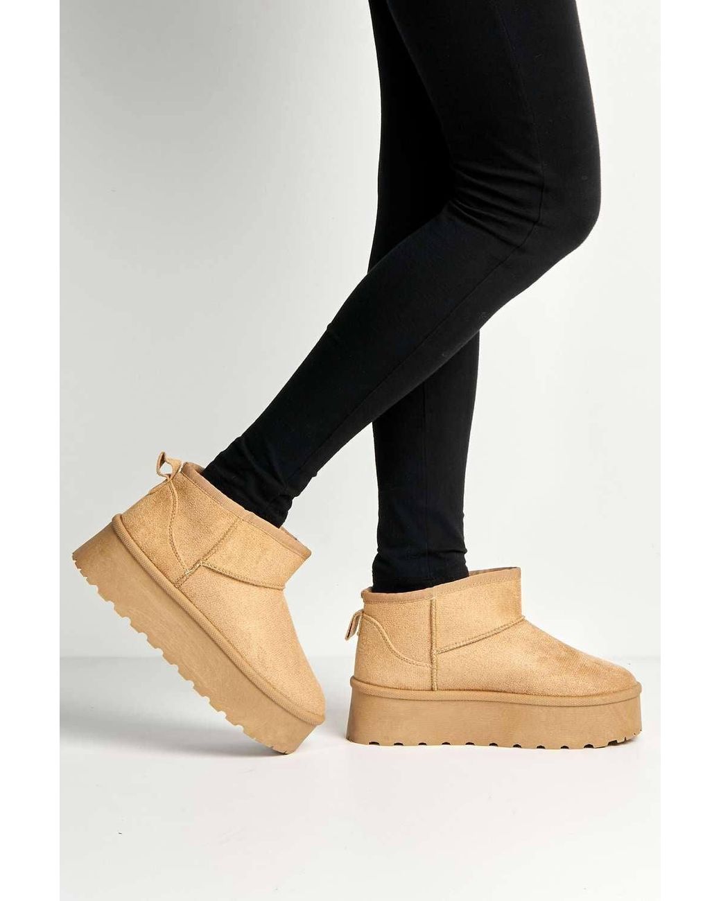 Miss Diva Black Dahl Faux Fur Lining Chunky Sole Ankle Boots