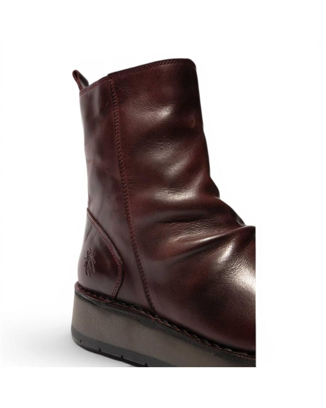 Infinity Leather Brown Fly London Leather Zip-Up Platform Ankle Boots