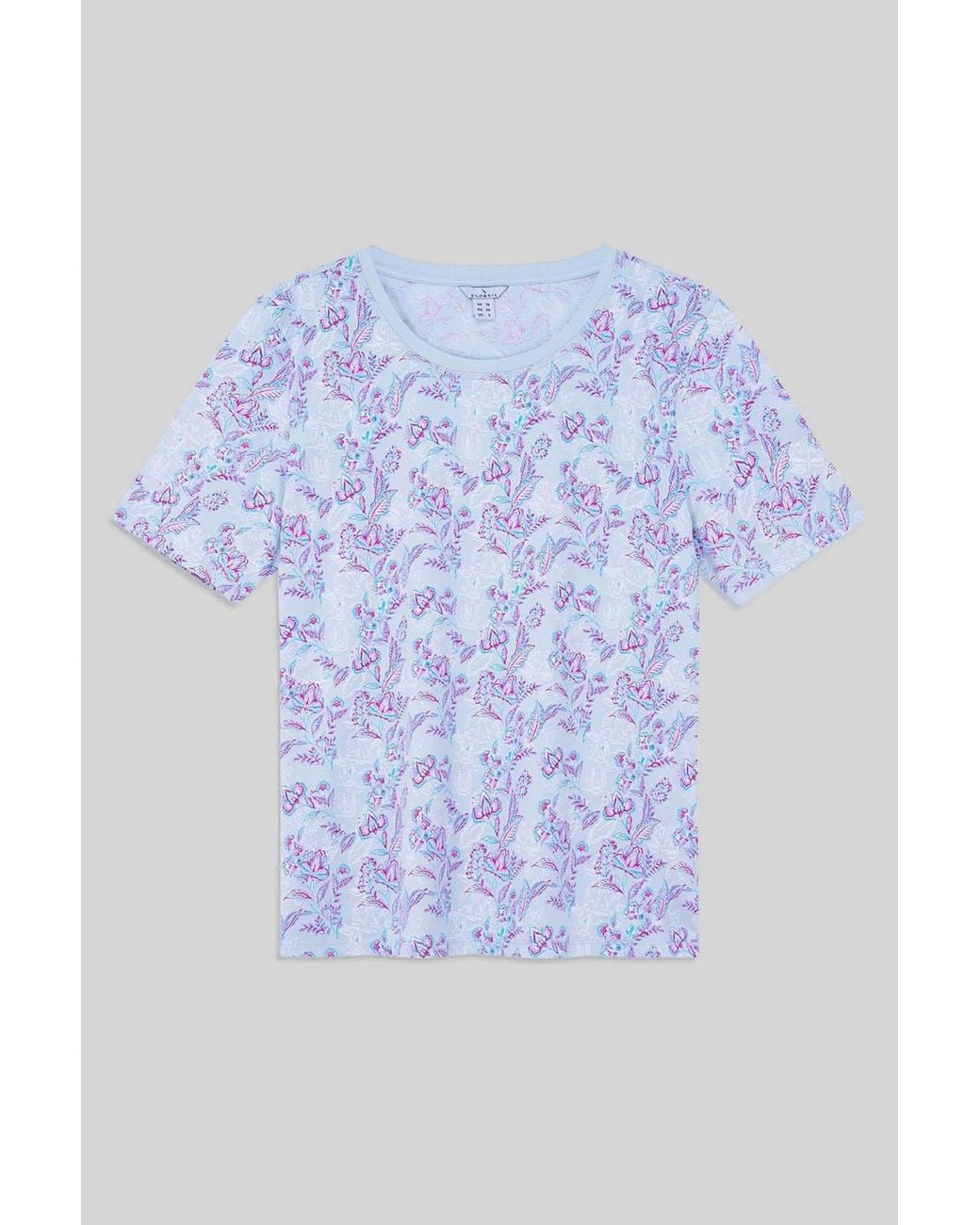 Enorsia Blue Crayon Leaf Combed Cotton Relax Fit T-Shirt