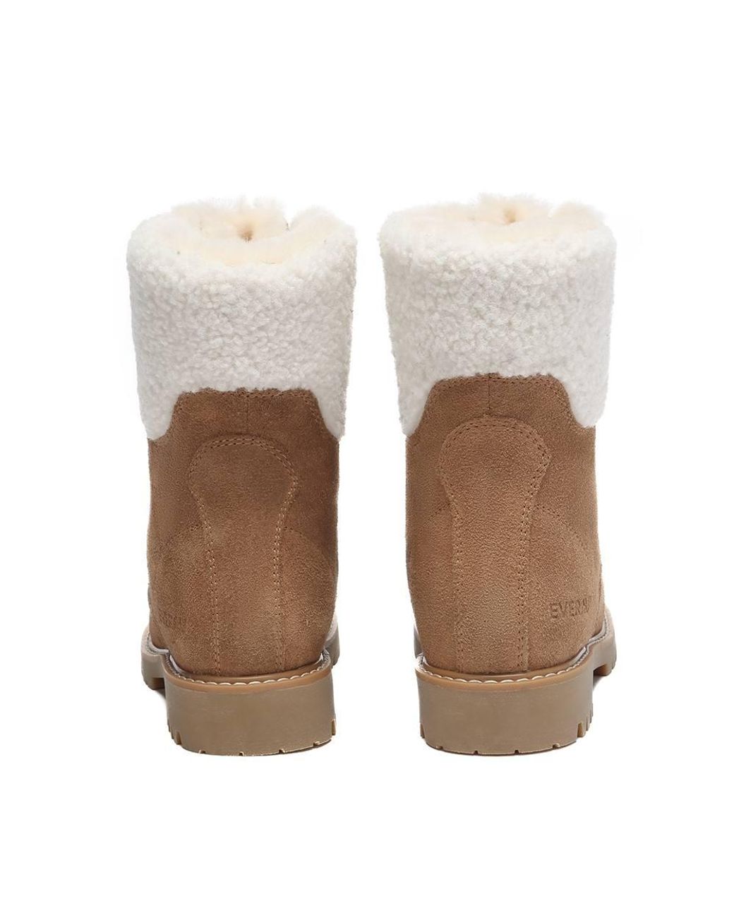 EverAu Australia Brown Sheepskin Knitted Wool Sittella Fashion Chunky Boots W/ Rubber Sole