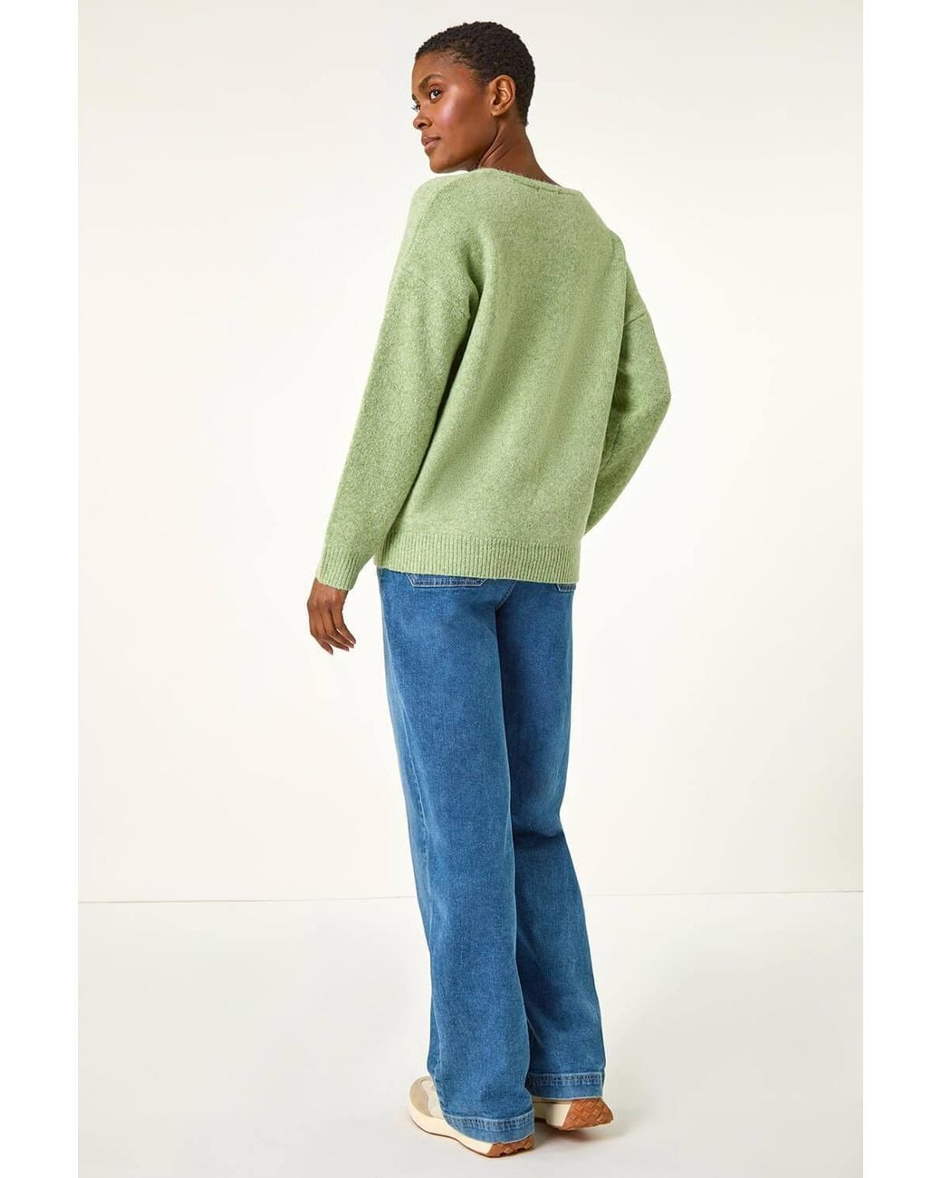 Roman Green Soft V-Neck Star Jumper