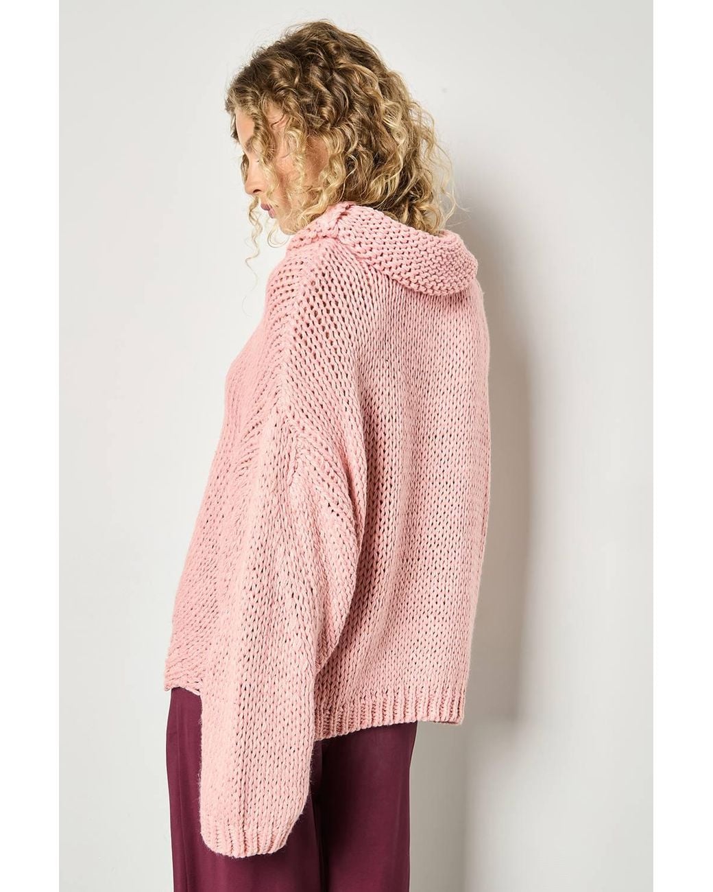 Apricot Red Chunky Knit Roll Neck Oversized Jumper