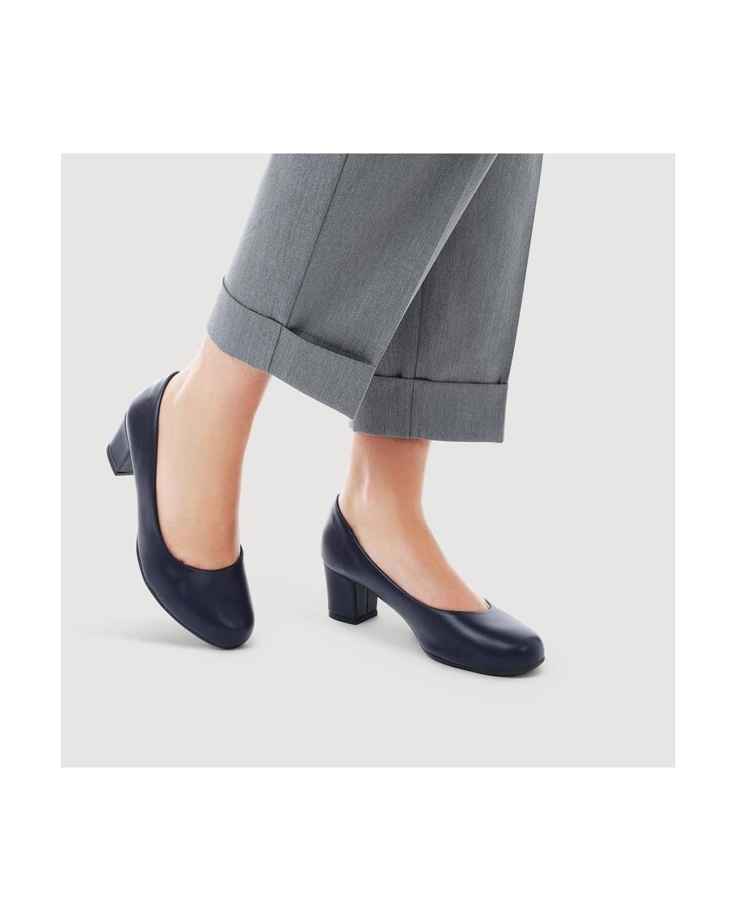 Pavers Blue Heeled Court Shoes