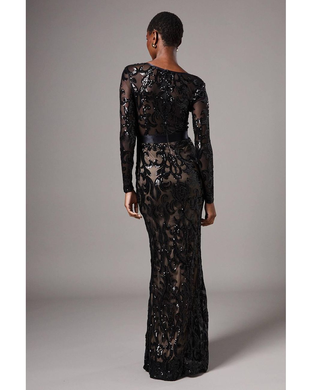 Coast Gray Long Sleeve Sequin Maxi Dress