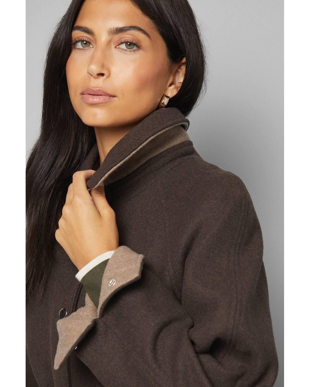 Wallis Brown Wool Blend Belted Longline Coat