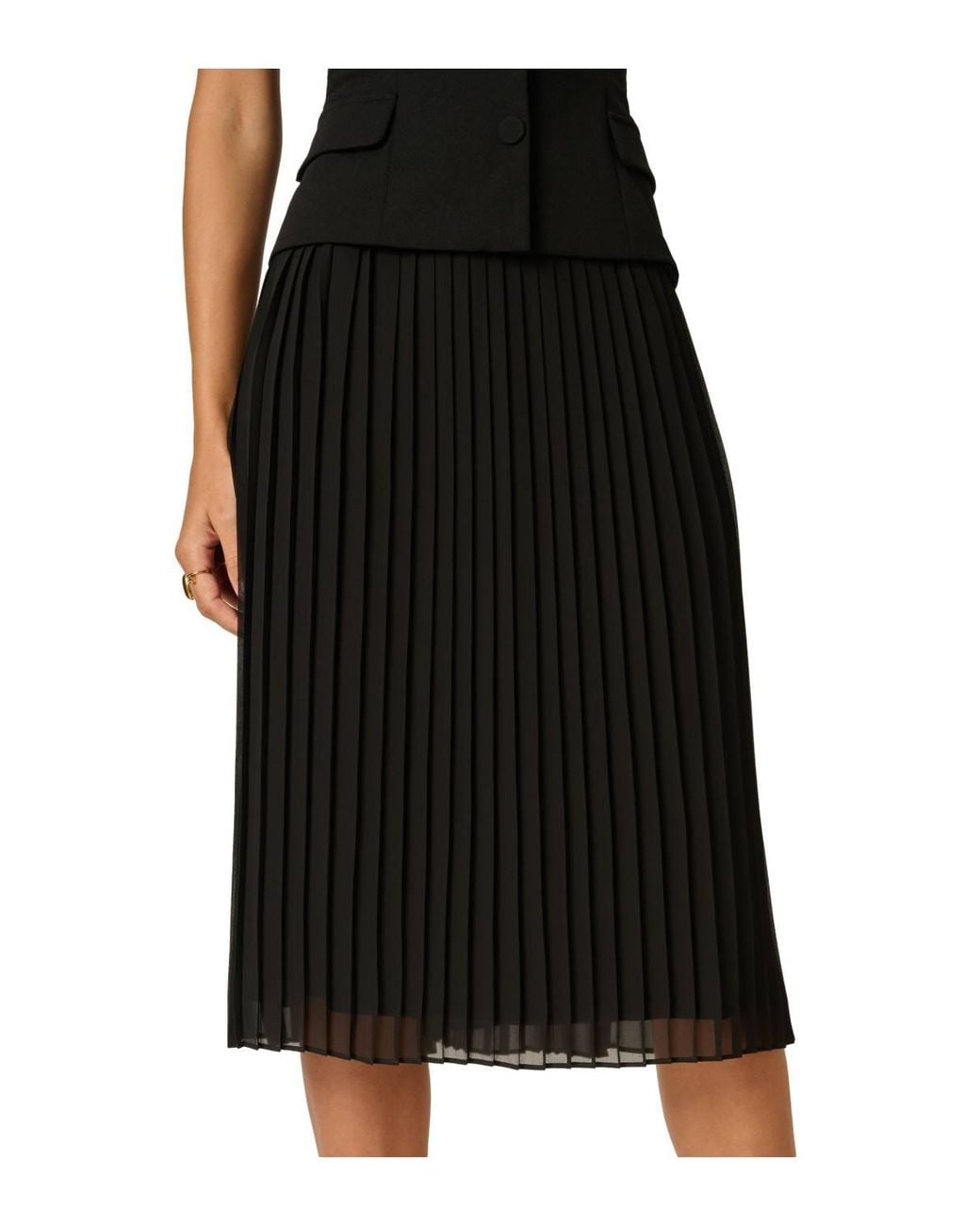 Adrianna Papell Black Crepe Pleat Chiffon Dress