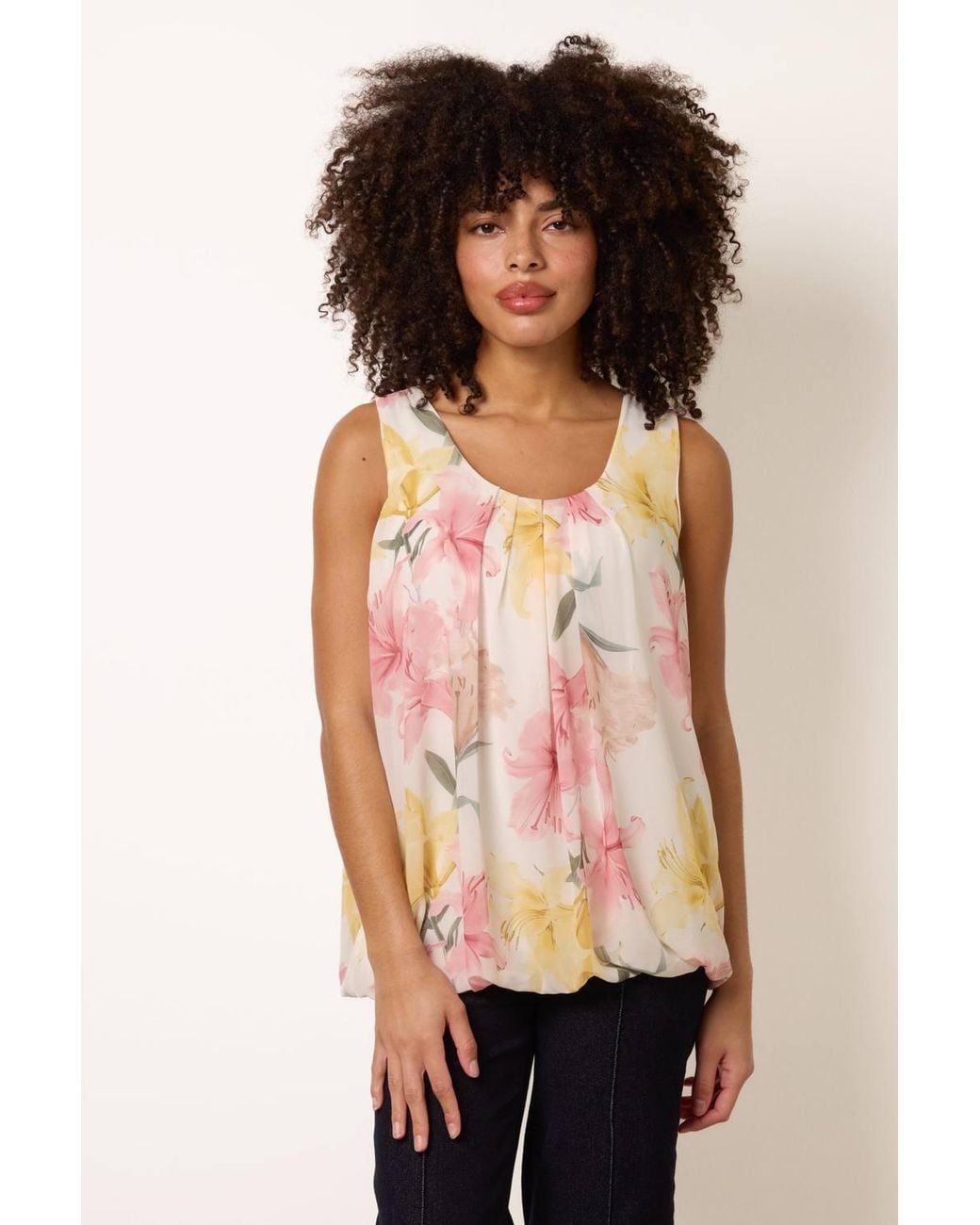 Blue Vanilla Pink Sleeveless Scoop Blouse