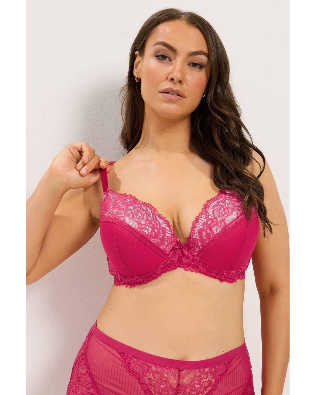 Yours Red 2 Pack Stripe Mesh Bras