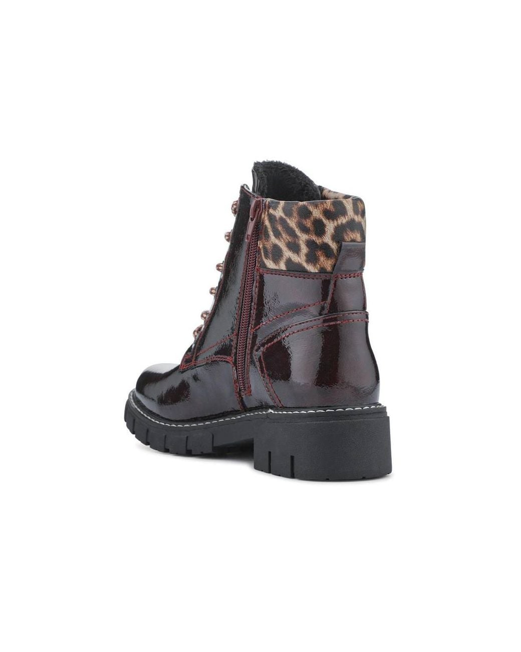 Pavers Brown Patent Zip & Lace Up Ankle Boots