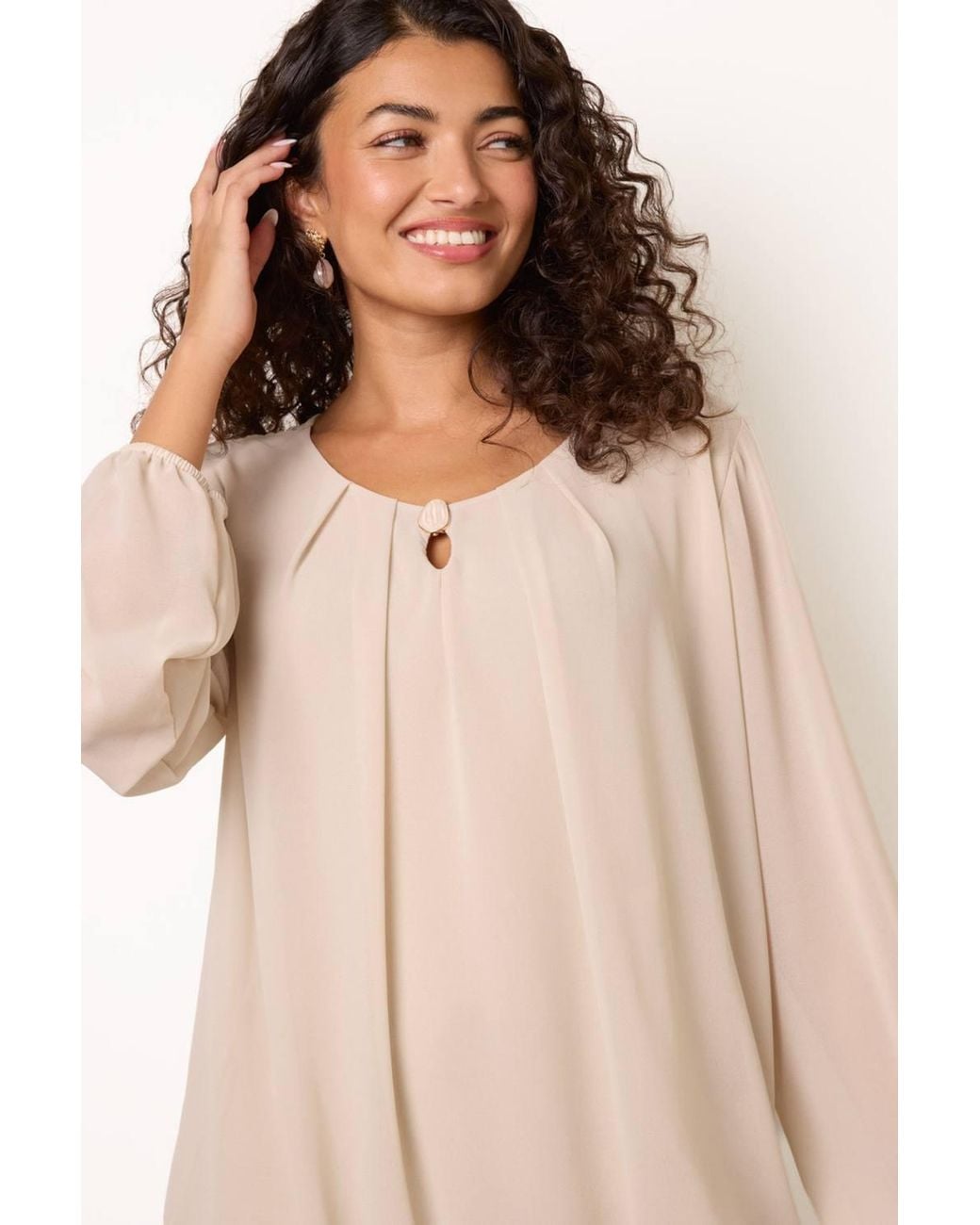 Blue Vanilla Natural Long Sleeve Round Neck Blouse