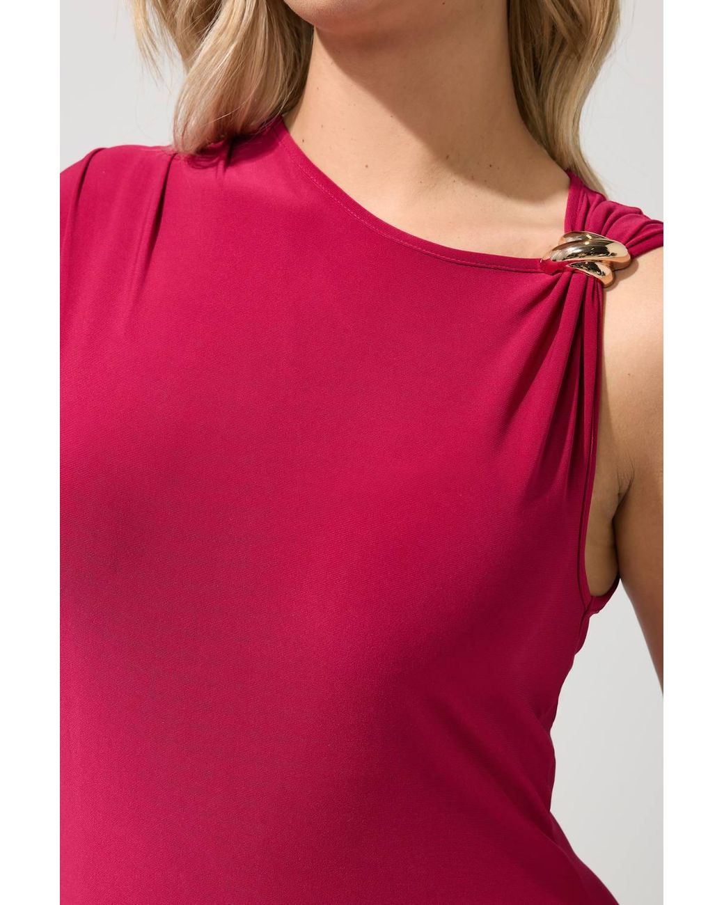 Yours Red Metal Buckle Detail Maxi Dress
