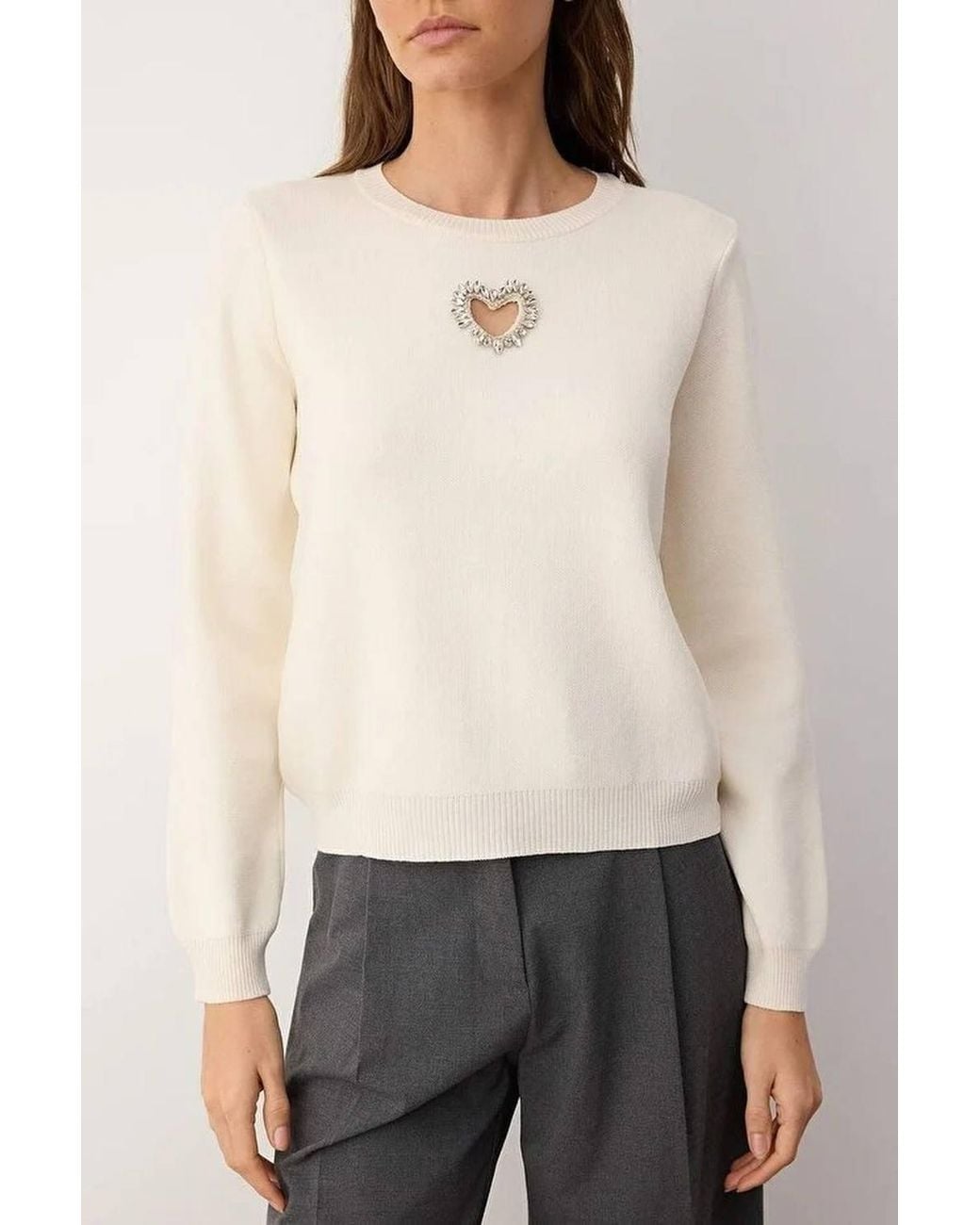 WOVCOR Natural Heart Cut-Out Detail Knitted Jumper