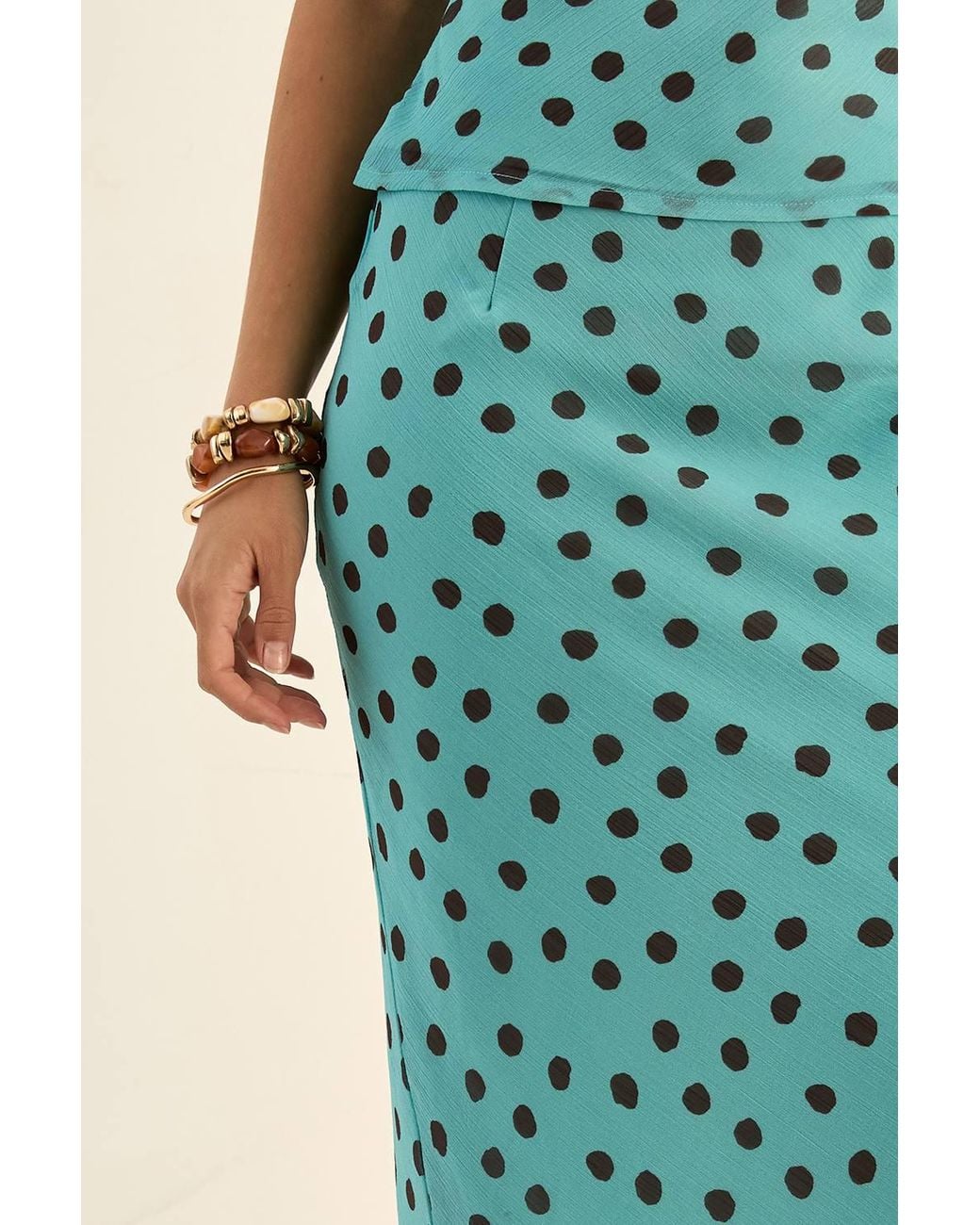 Nasty Gal Blue Chiffon Polka Dot Bias Maxi Skirt Co-Ord