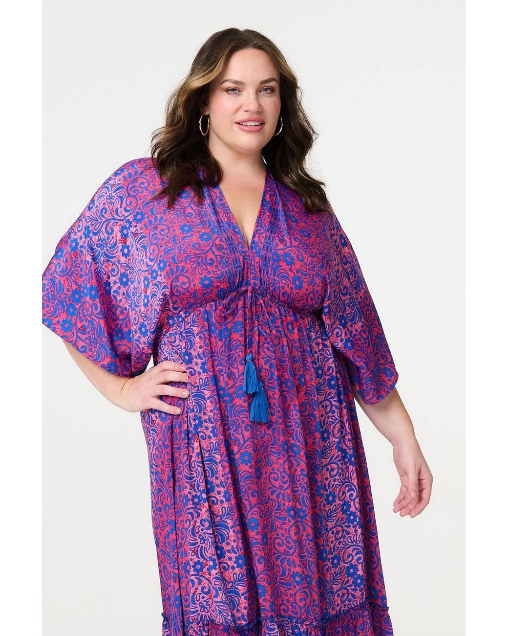 Izabel London Purple Floral Side Split Maxi Dress