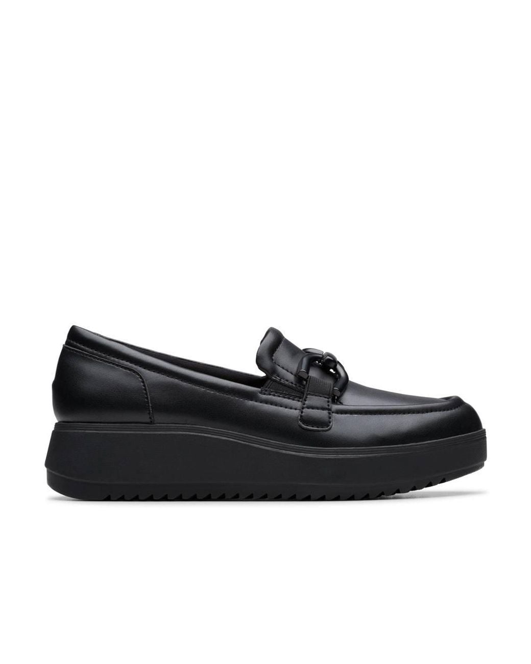 Clarks Black Zylah Top Leather Loafers, Slip Ons