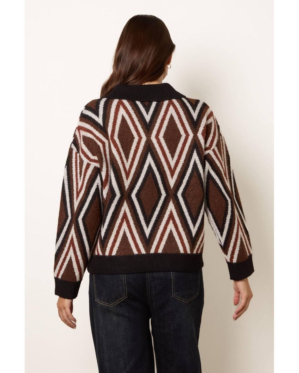 Blue Vanilla Blue Multi Long Sleeve Slip On Collared Jumper