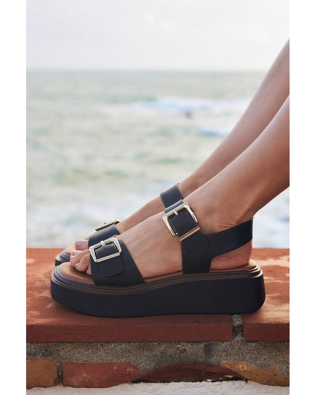Linzi Black Preserve Flatform Sandals