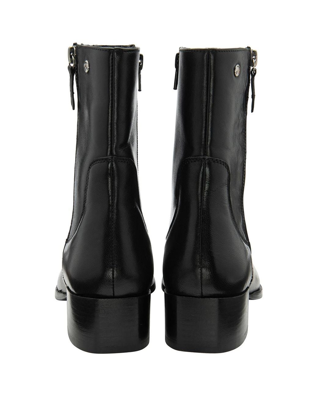 Ravel Black Leather 'Carter' Square-Toe Ankle Boots