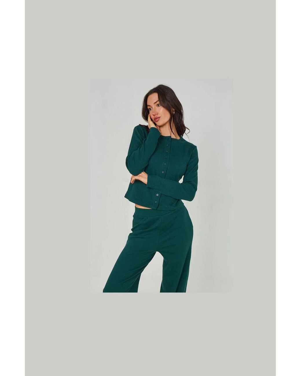 Urban Bliss Blue Ribbed Wide Leg Trouser