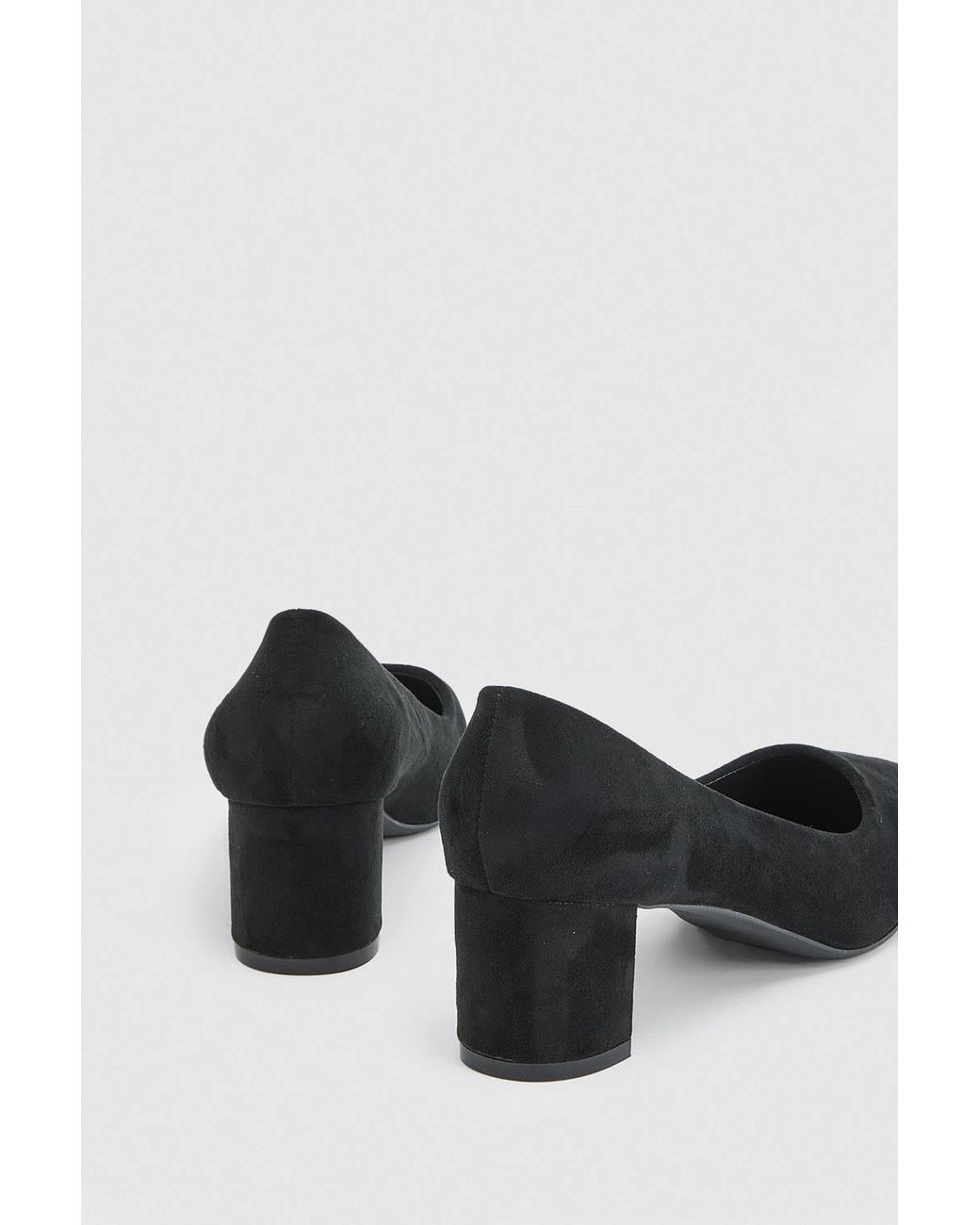 Dorothy Perkins Black Tiff Faux Suede High Block Heel Pointed Court Shoes