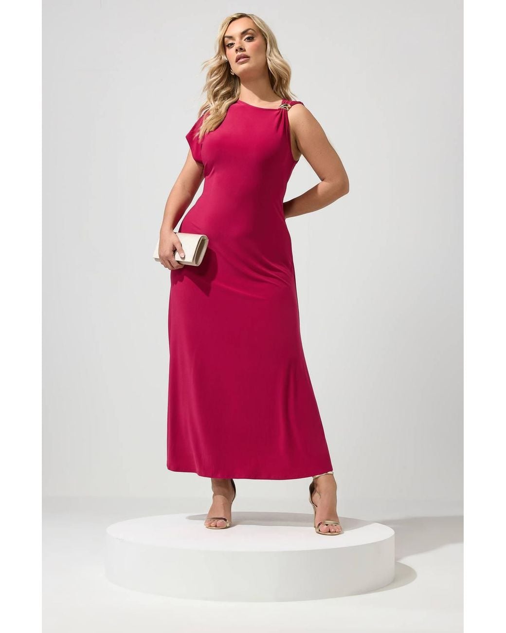 Yours Red Metal Buckle Detail Maxi Dress