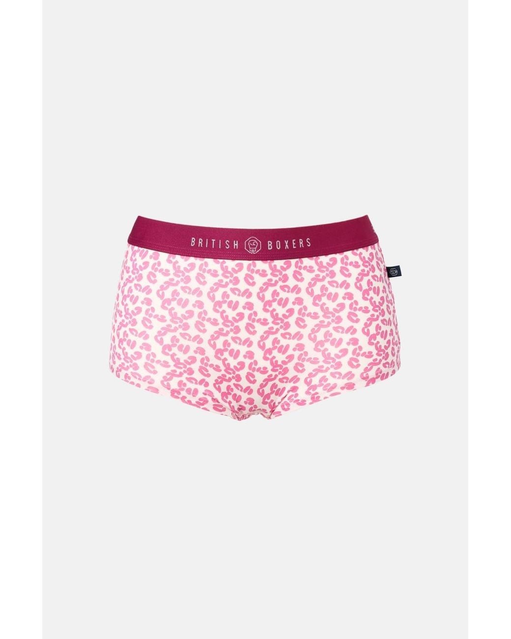 British Boxers Pink Pack Of Four "Leopard Rose" Bamboo Hipster Boxer Briefs