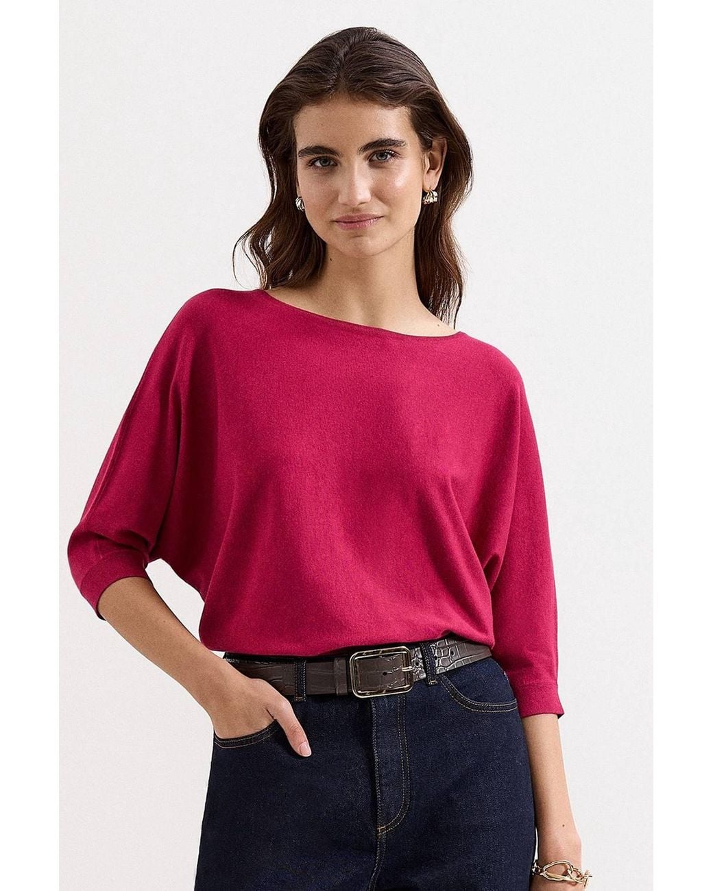 Phase Eight Red Cristine Draped Knit Jumper