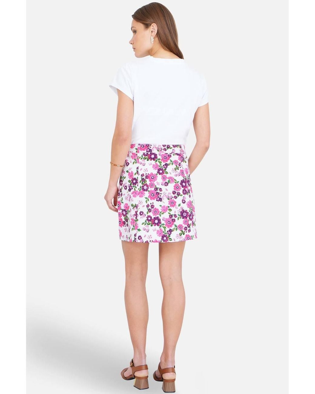 Yumi' Red Cotton Stretch Mini Skirt W/ Button Details