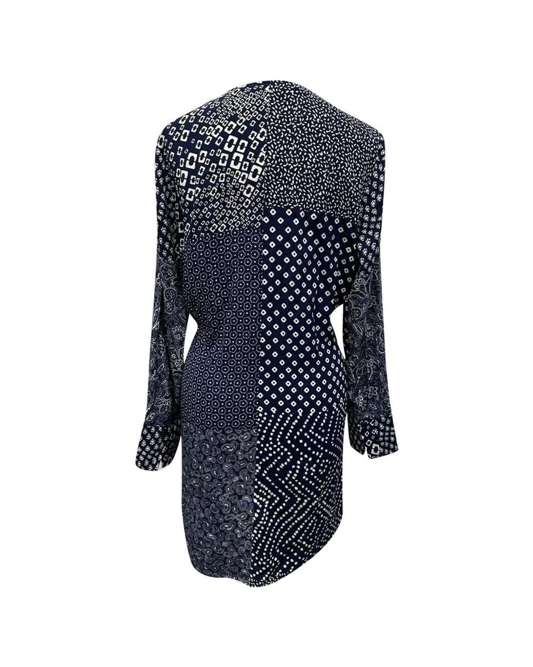 Diane von Furstenberg Blue Preloved Reid Patchwork Printed Mini Dress