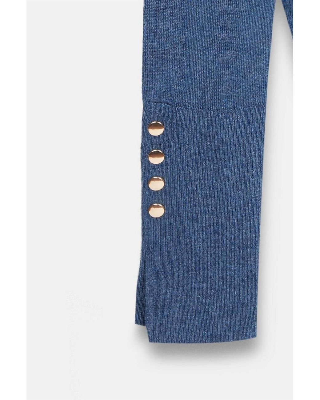Dilvin Blue Turtleneck Knit Sweater W/ Buttons
