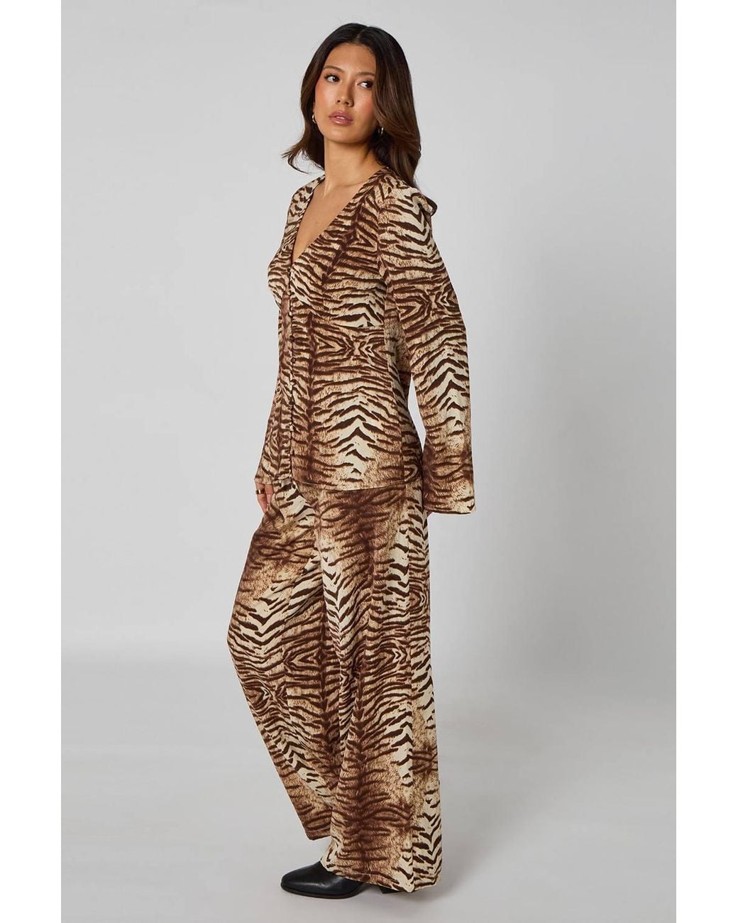 Urban Bliss Brown Zebra Wide Leg Trousers