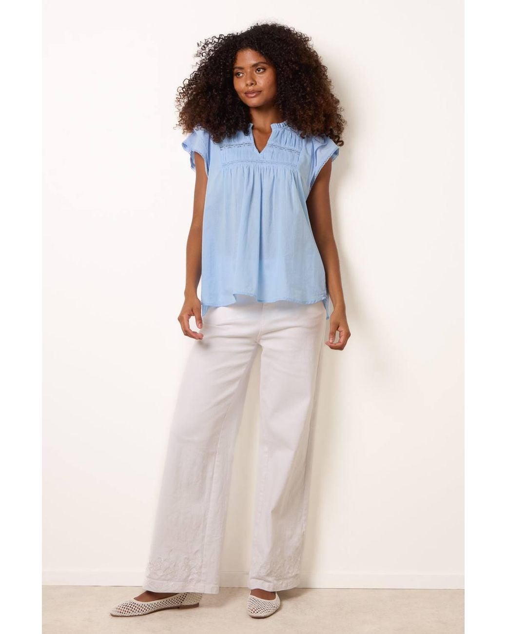 Blue Vanilla Blue Short Sleeve V-Neck Top