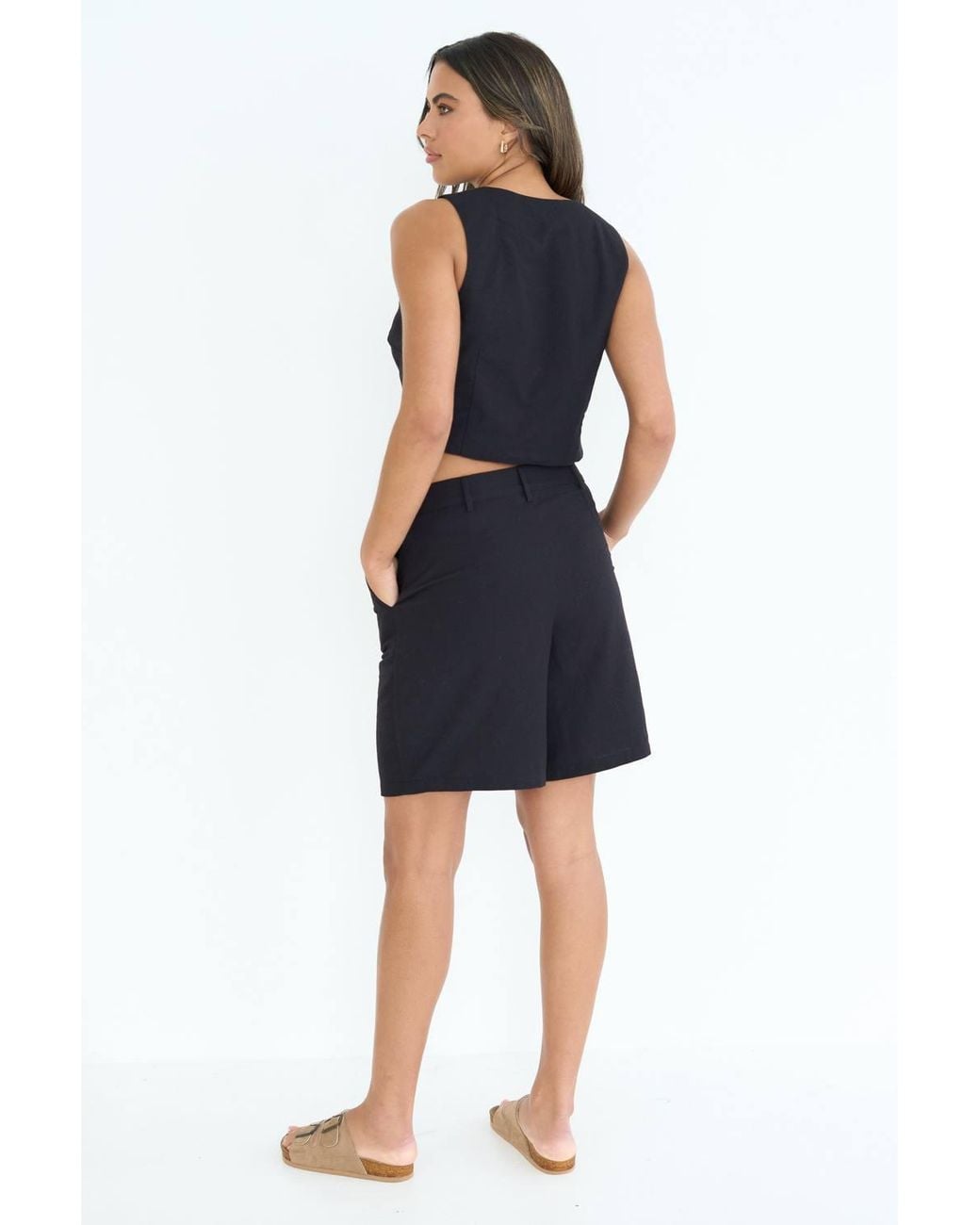Urban Bliss Blue Linen Blend Short