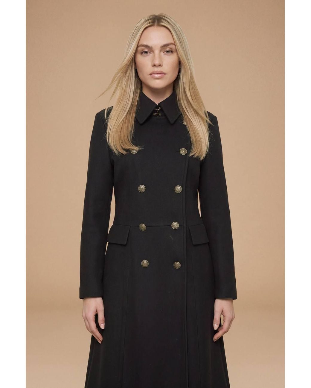Dorothy Perkins Blue Fit & Flare Military Button Midi Coat
