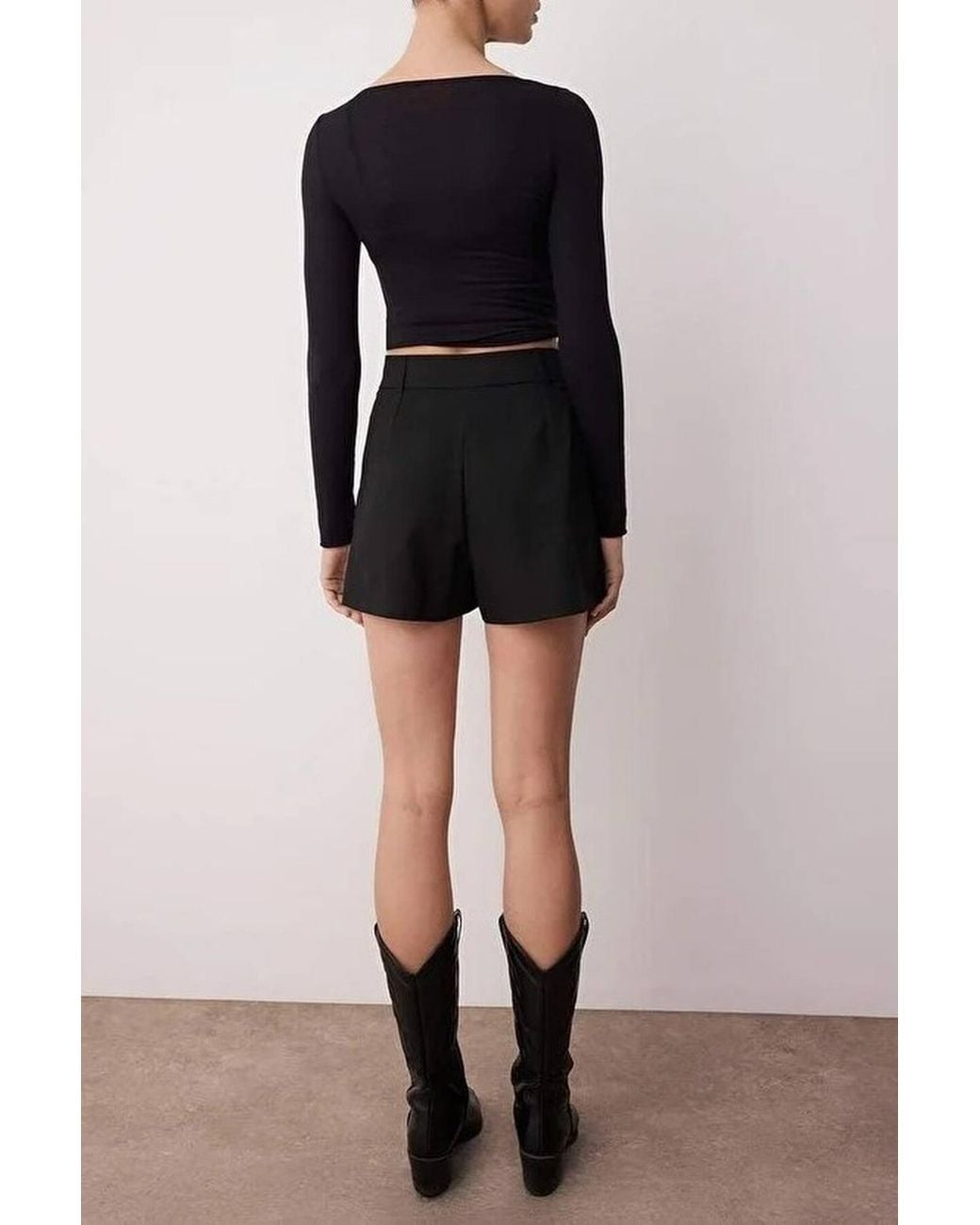 WOVCOR Black Pleated Woven Mini Skort
