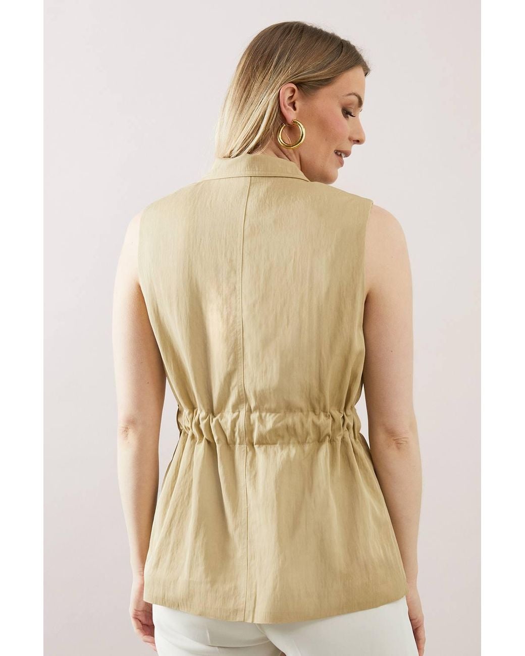 Wallis Natural Sleeveless Belted Waistcoat