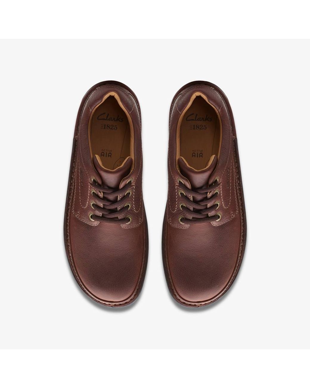 Clarks Brown Nature Three Mahogany Leather Derby Shoes, Lace Up for men