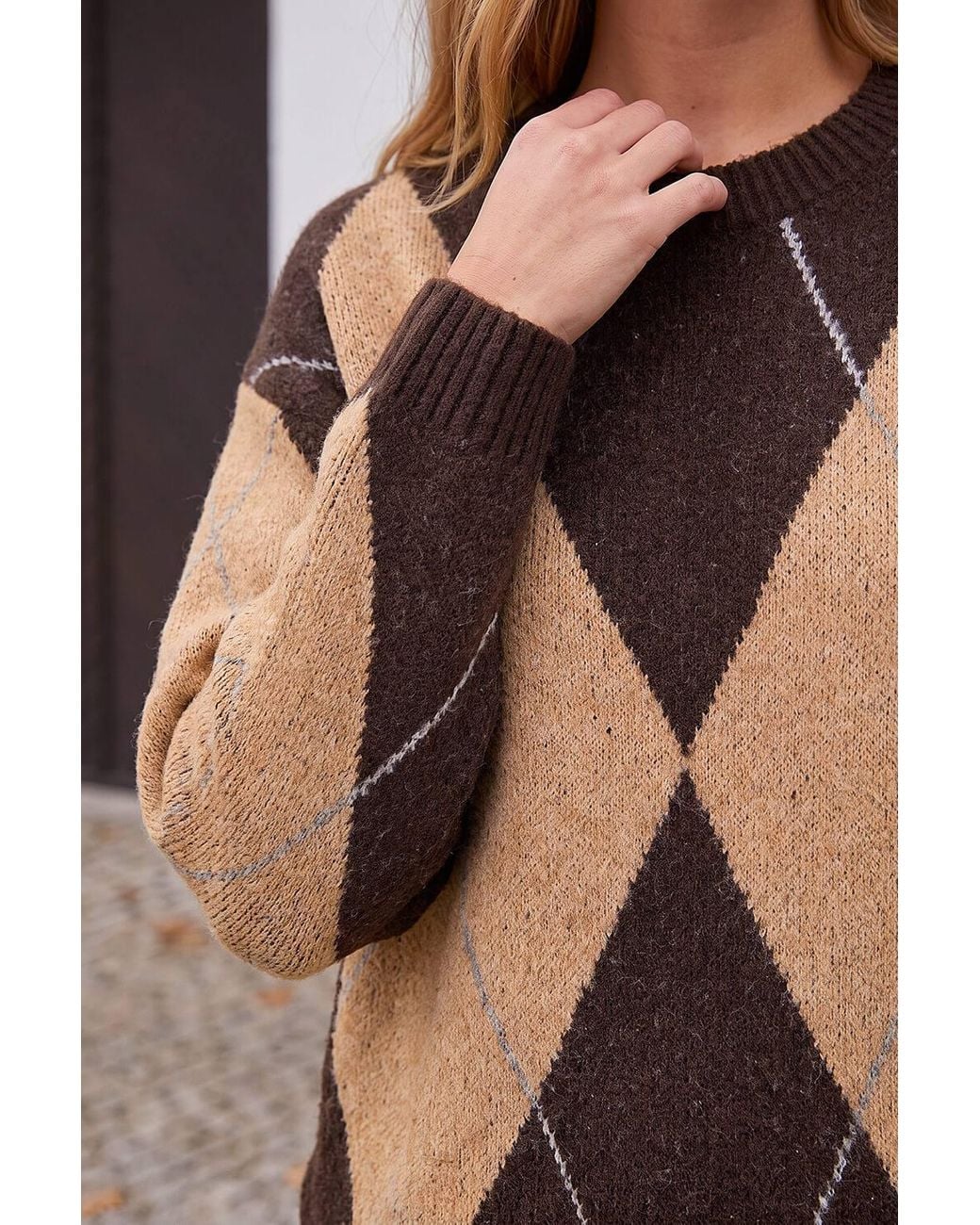 Roman Blue Argyle Knit Jumper