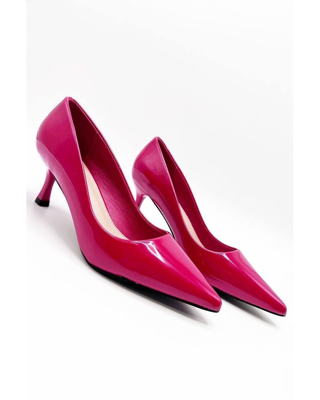 Miss Diva Pink Aranea Pointed Toe Court Shoes