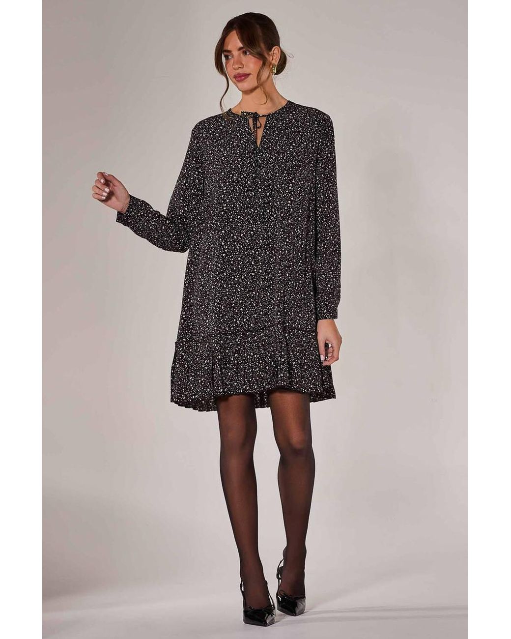 Jolie Moi Brown Long Sleeve Shirt Dress