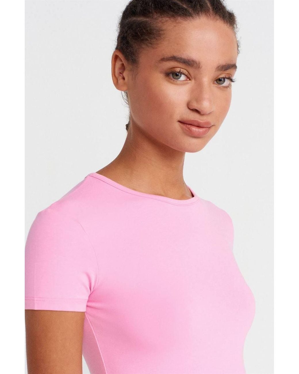 Dilvin Red Crop Slim-Fit Crew Neck T-Shirt