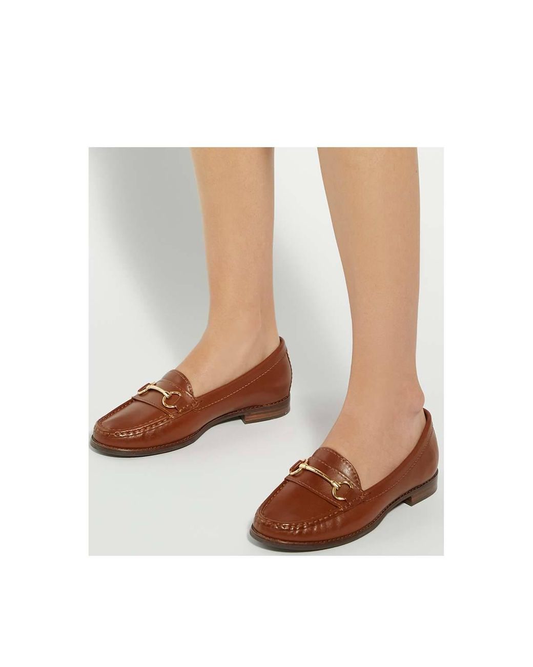 Dune Brown Wide Fit 'Glenny' Leather Loafers