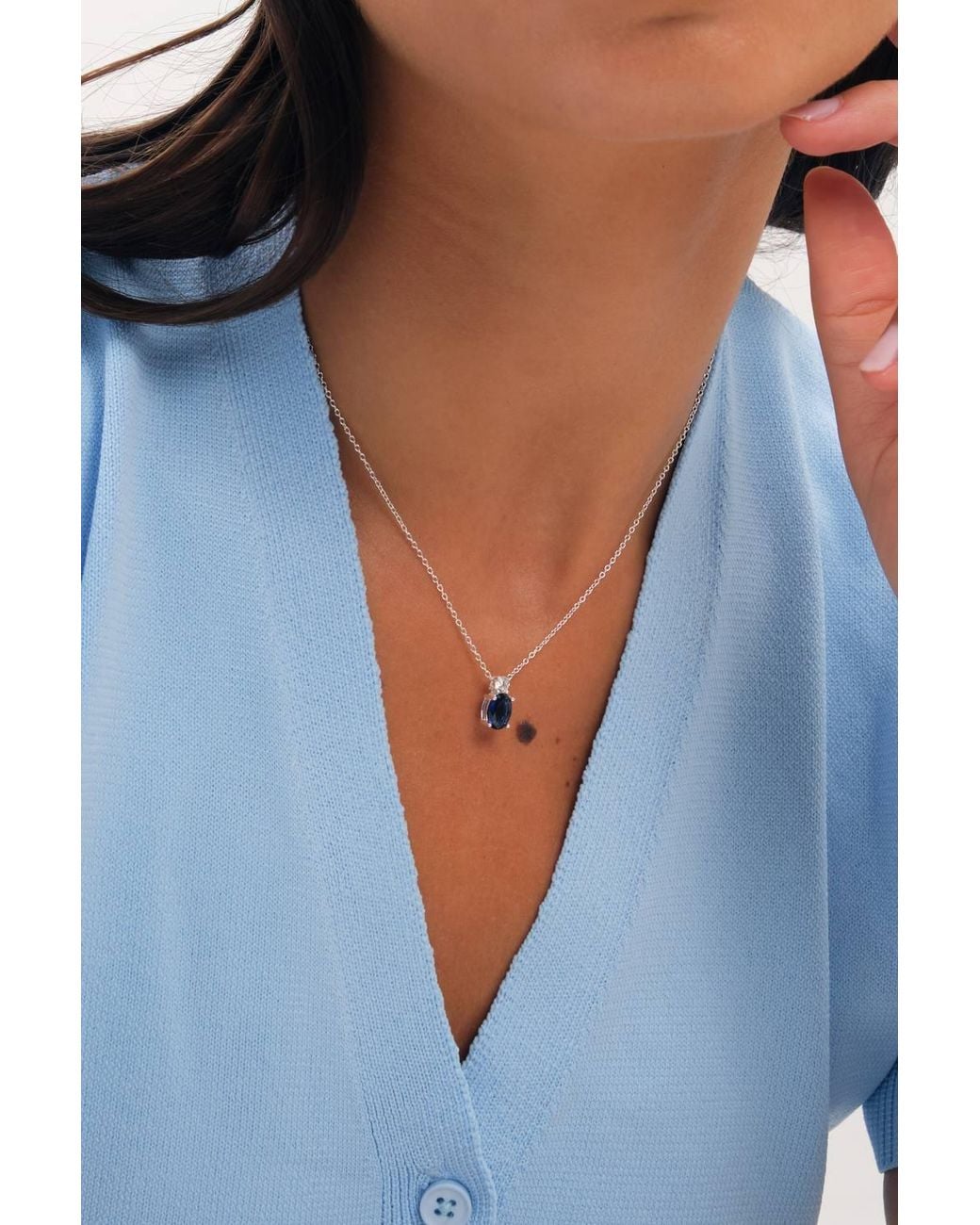 Simply Silver White Sterling Plated Sapphire Pendant