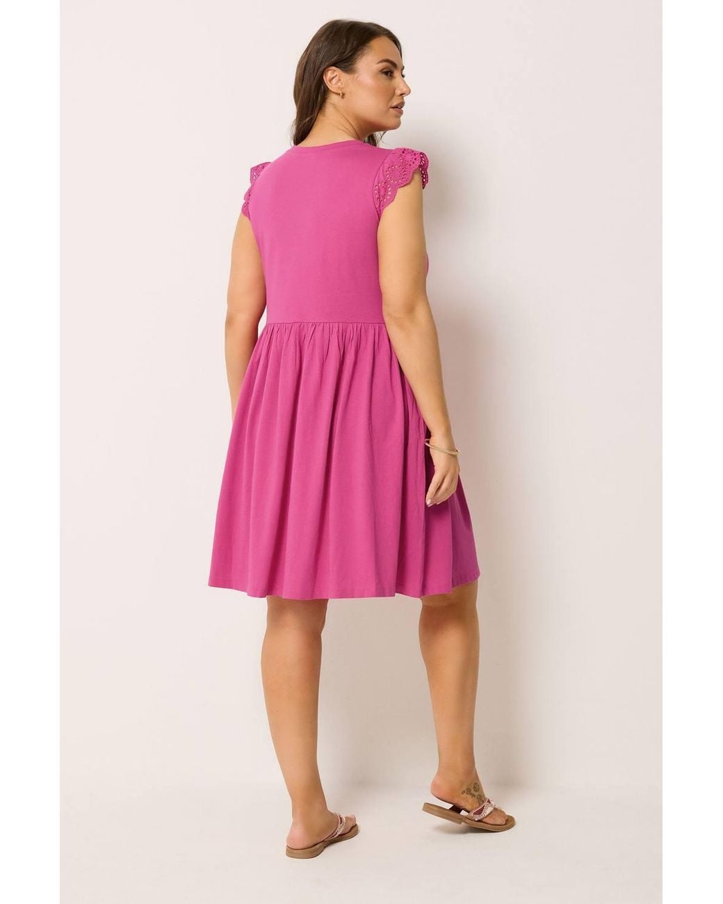 Yours Pink Broderie Anglaise Peplum Dress