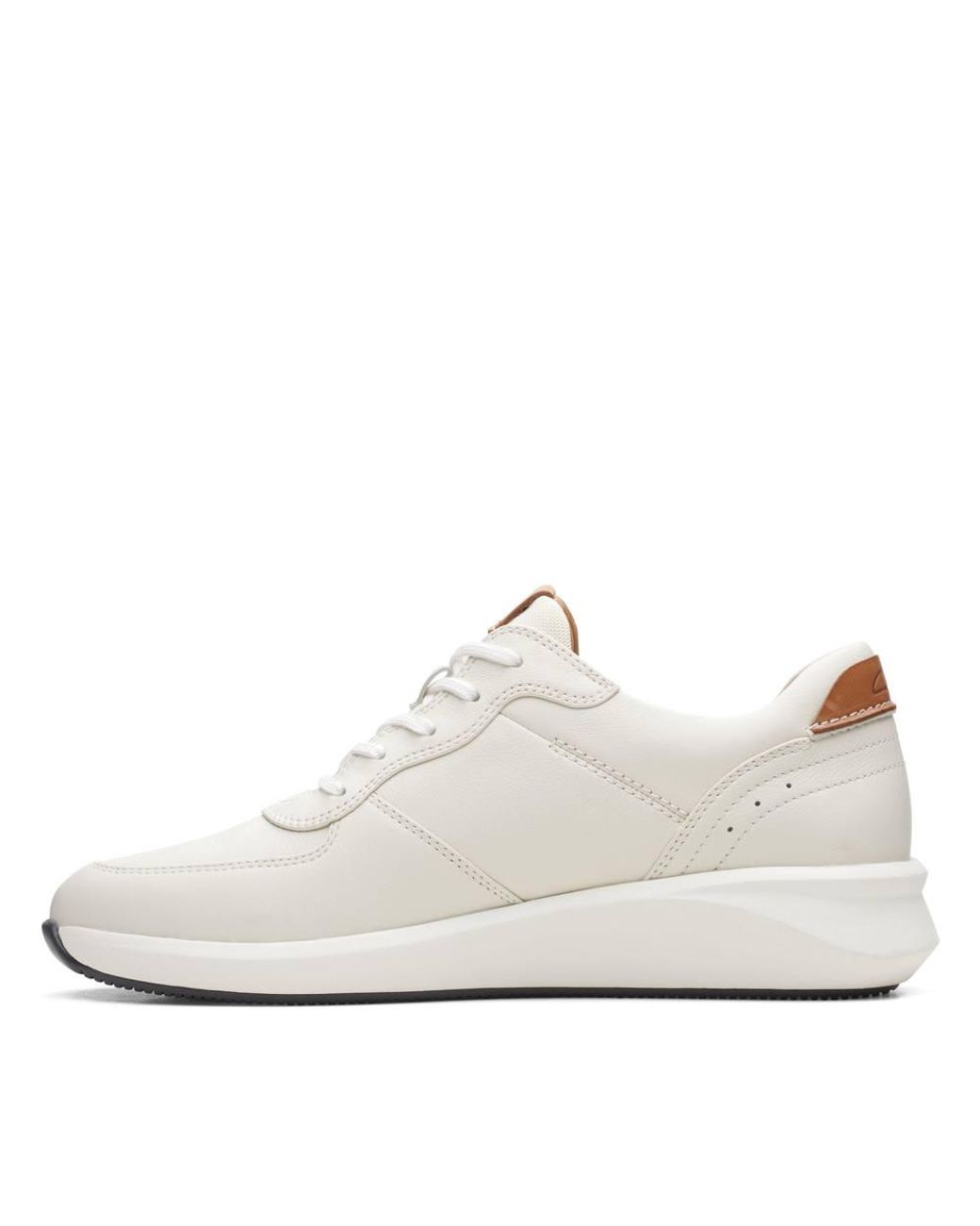 Clarks White Un Rio Sprint Combination Leather Trainers