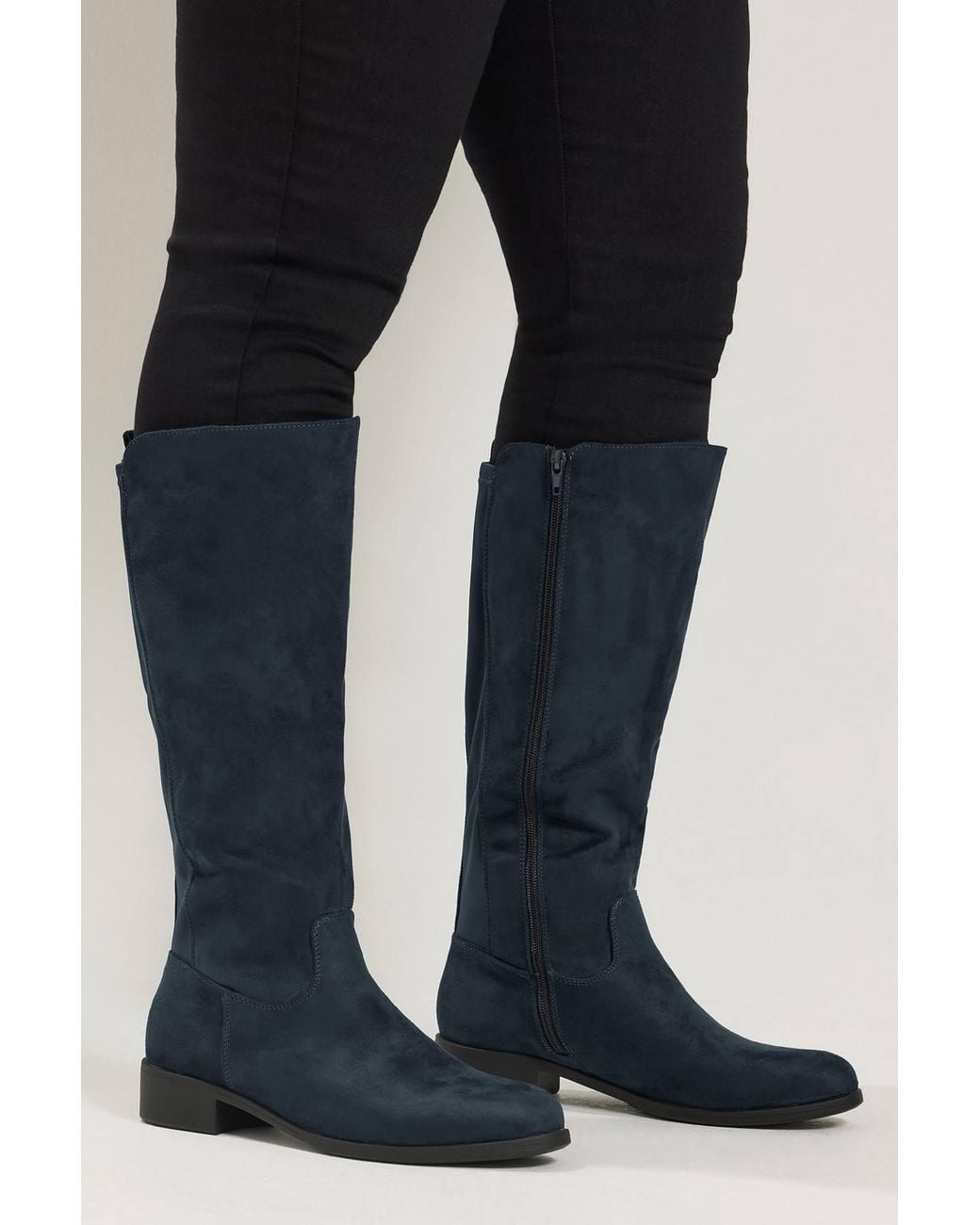 Yours Blue Stretch Knee High Boots